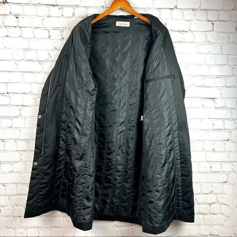Vintage 90s Calvin Klein Quilted Rain Slicker Jacket Insulated Small